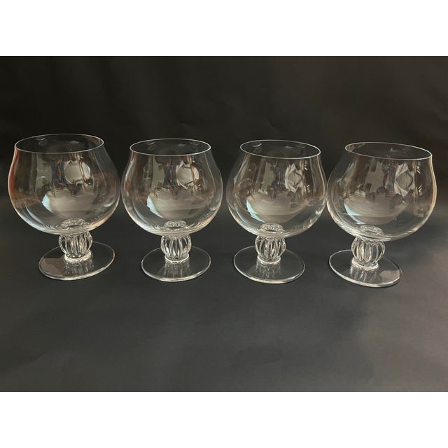 Lalique 1990s Lalique 'Alger' Crystal Cognac Glasses or Brandy Snifers- Set of 4 For Sale - Image 4 of 4