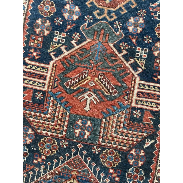 1920's Ancient Nomadic Northwest Persian Karaja Indigo, Clay & Forest Green Runner Rug 3.2 X 13.5 For Sale - Image 10 of 12