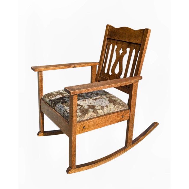 Wood Early 20th Century Arts and Crafts Mission Oak Rocking Chair For Sale - Image 7 of 9