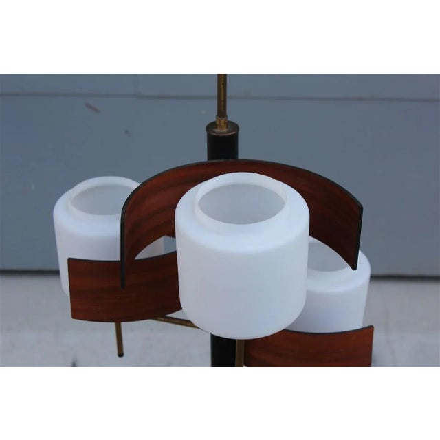 Esperia Italian Mahogany and Glass Pendant Lamp from Esperia, 1950s For Sale - Image 4 of 7