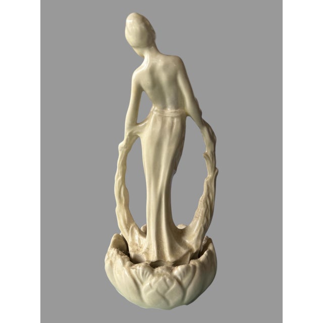 Art Nouveau Vintage Figural Art Nouveau Deco Cowan Art Pottery Flower Frog For Sale - Image 3 of 5