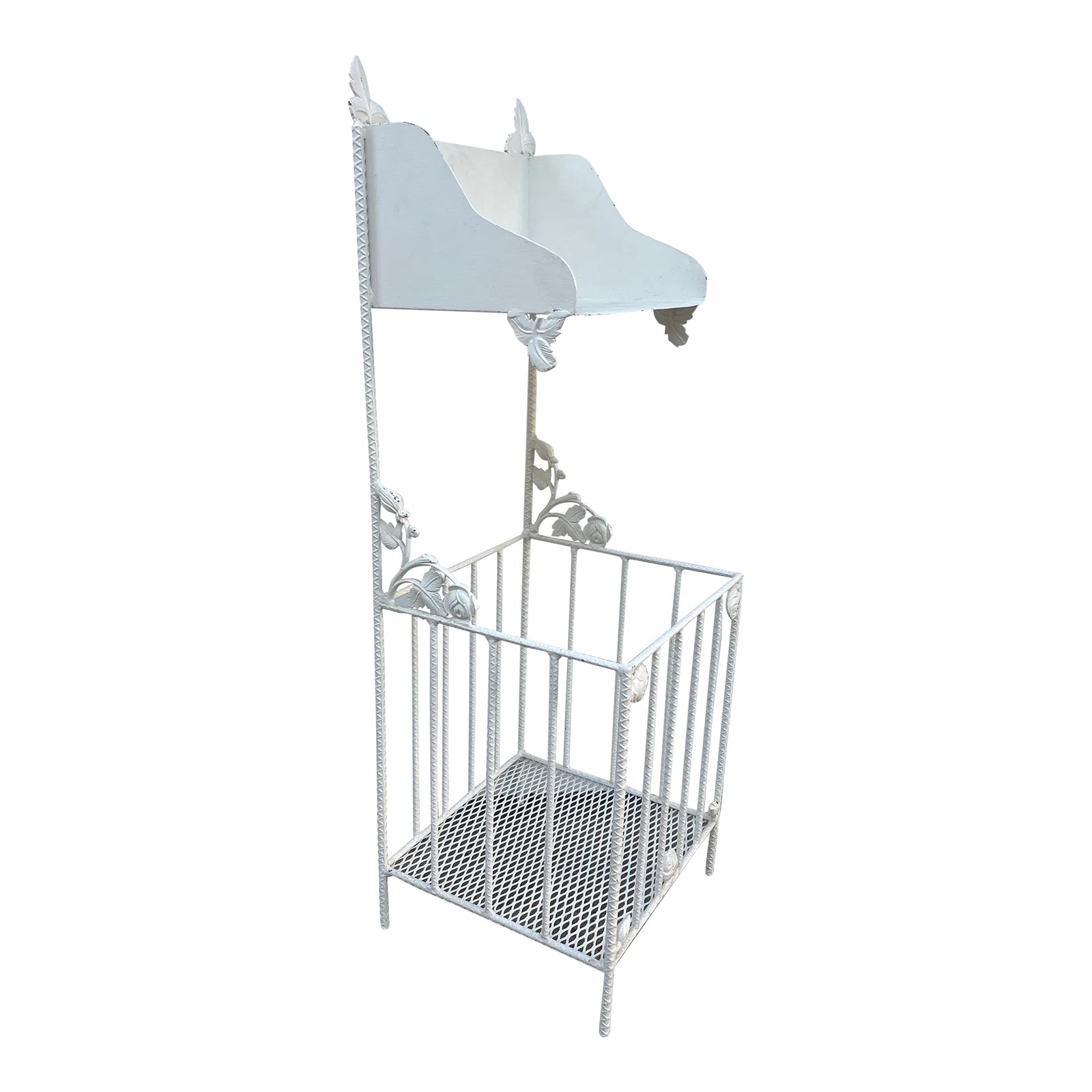 1950’s Large Wrought Iron and Metal Storage Rack | Chairish
