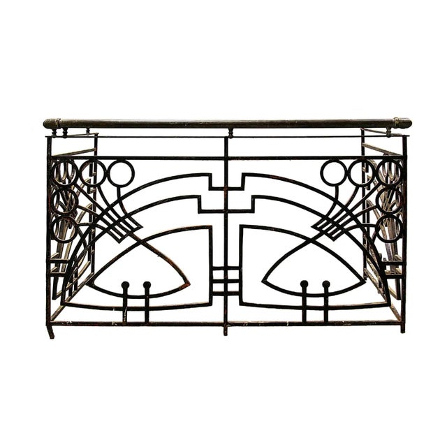 Antique French Art Nouveau Balcony Wrought Iron and Bronze For Sale - Image 4 of 4