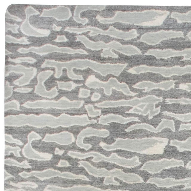 Contemporary Beach Pebbles Handmade Aloe Silk and Wool Rug by Doris Leslie Blau For Sale In New York - Image 6 of 7