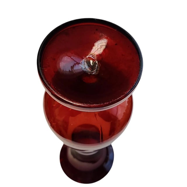 1930s Bohemian Czech Hand Blown Ruby Red Glass Vase For Sale In Atlanta - Image 6 of 6