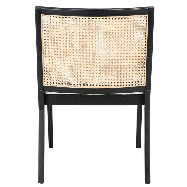 Safavieh Malik Rattan Dining Chair - Black/Natural For Sale - Image 4 of 10