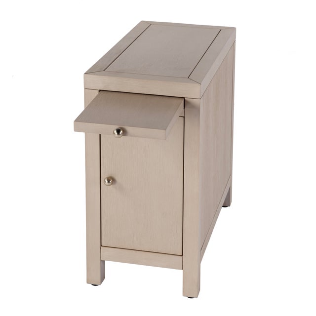 2020s Nora 12 in. W Rectangular Wood 1 Door Narrow End Table with Pull-Out Tray, Antique Taupe For Sale - Image 5 of 11