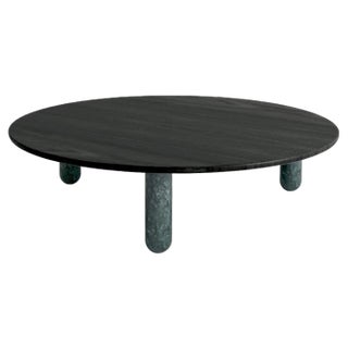 Large Round Sunday Coffee Table in Green Marble by Jean-Baptiste Souletie For Sale