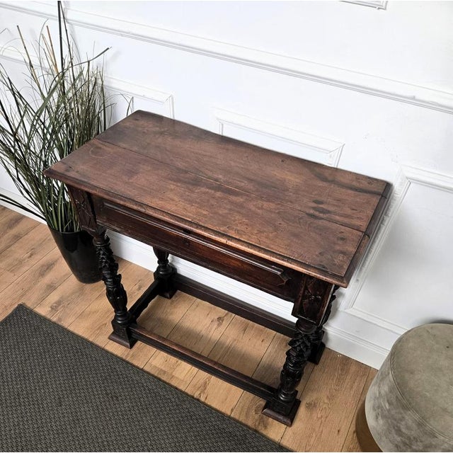 Antique Italian Carved Wood Wall Console Side Table, 1890s For Sale - Image 6 of 9