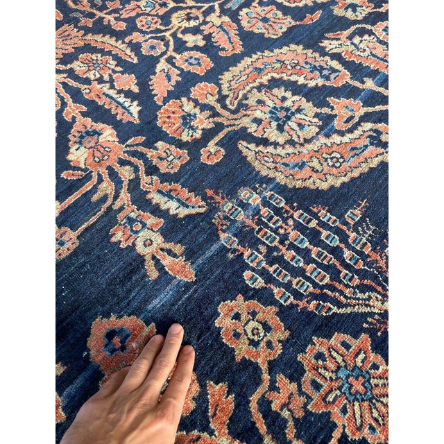 1920s ROYAL MOHAJERAN SAROUK with Peacocks, Butterflies, Cacoons, & Zoroastrian Flames Rug 9 x 15.1 For Sale In Milwaukee - Image 6 of 15