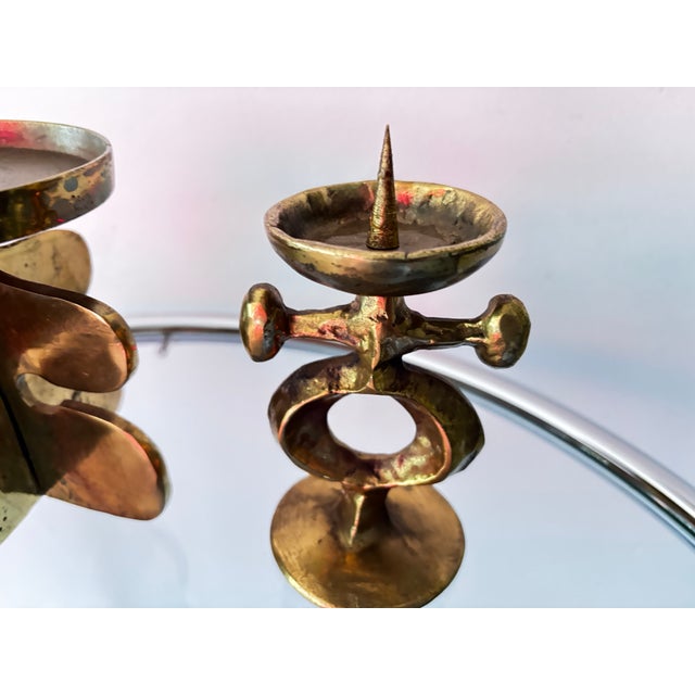 Set of 2 Brutalist bronze candlesticks, Italy, 1960s, by Giuseppe Gallo, in good condition I have official proof of...