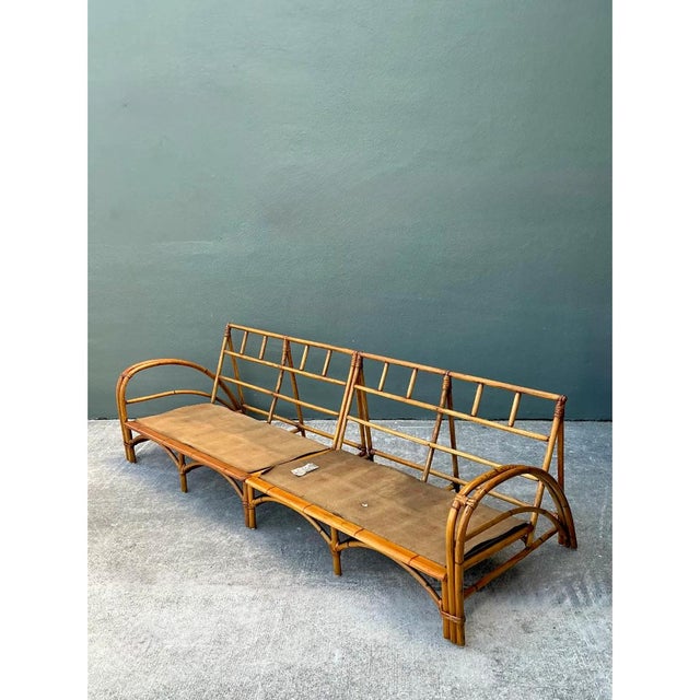 Wood Vintage Heywood Wakefield Rattan Sofa Frame For Sale - Image 7 of 12
