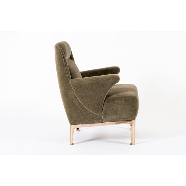 Metal Restored 1940s Art Deco Lounge Chair Mink Mohair, Matching Sofa Available For Sale - Image 7 of 15