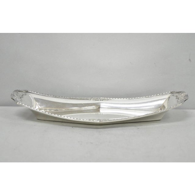 Vintage Poole 8093 Victorian Silver Plated Narrow "Boat Form" Trinket Dish For Sale - Image 10 of 12