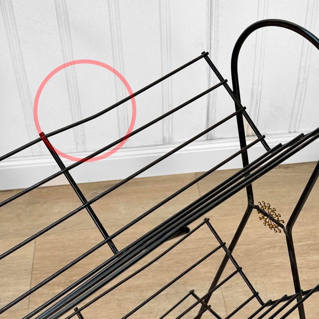 Mid-Century Atomic Sunburst Black Magazine Rack Vinyl Record Stand For Sale - Image 6 of 8