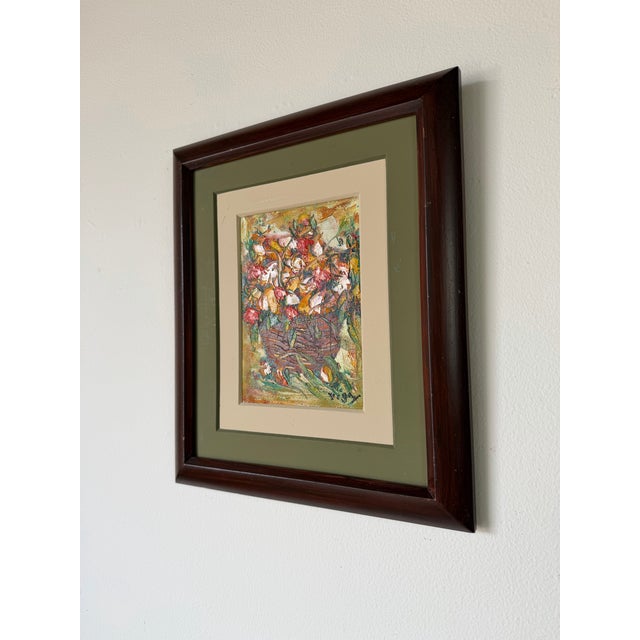 Vintage Impressionist Style Still Life Oil on Masonite Painting, Signed For Sale - Image 4 of 11