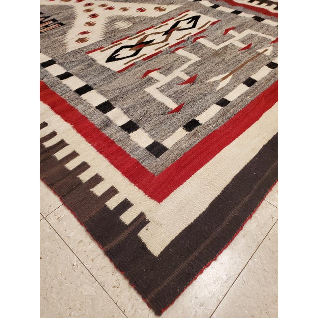 Antique Navajo Carpet, Folk Rug, Handmade Wool Rug, Beige, Gray, Brown For Sale - Image 9 of 15