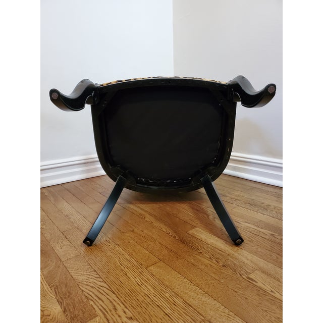 Wood Vintage Regency Style Cane Back Barrel Chair With Leopard Seat For Sale - Image 7 of 7