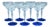 Vintage 1930s Weston Cut Glass Liquor Cocktail Goblets With Floral Design and Cobalt Foot - 7 Pieces For Sale