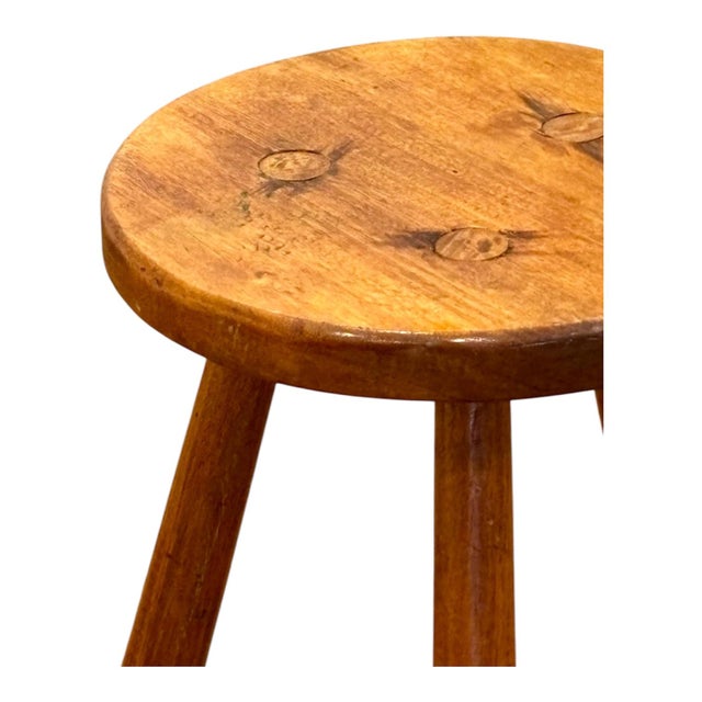 19th Century Antique French Rustic Stool in Oak, 1890s For Sale - Image 5 of 7