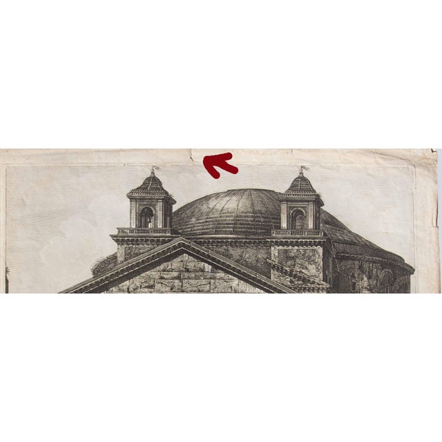 Antique Architectural Etching of the Pantheon by Luigi Rossini Dated 1820 For Sale - Image 4 of 4
