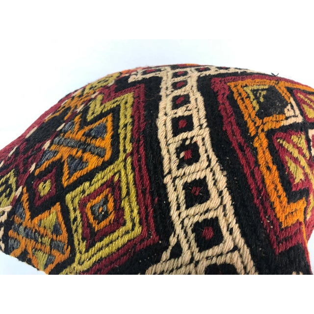 1970s Turkish Traditional Handmade Authentic Tribal Kilim Pillow For Sale - Image 5 of 6