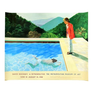 David Hockney Original 1988 Retrospective the Metropolitan Museum of Art Exhibition Poster For Sale