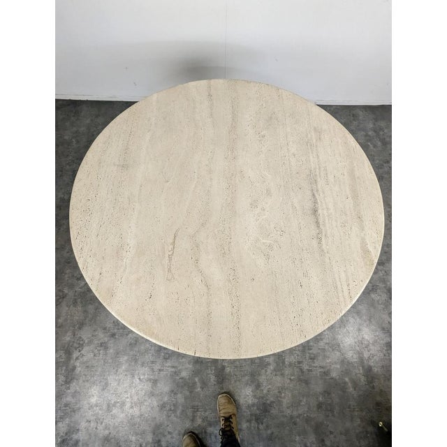 Italian Dining Table with Travertine Top For Sale - Image 3 of 7