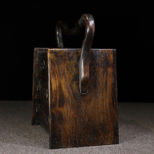Vintage Chinese Huali Rosewood Three-Drawer Tiered Box With Handle For Sale In Los Angeles - Image 6 of 9