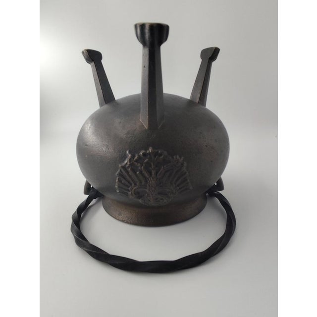 Metal Antique Bronze Cauldron with Coat of Arms on Tripod, 1890s For Sale - Image 7 of 9