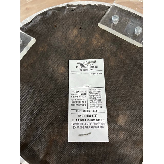 White Mid Century Lucite Vanity Stool Vinyl Seat For Sale - Image 8 of 9