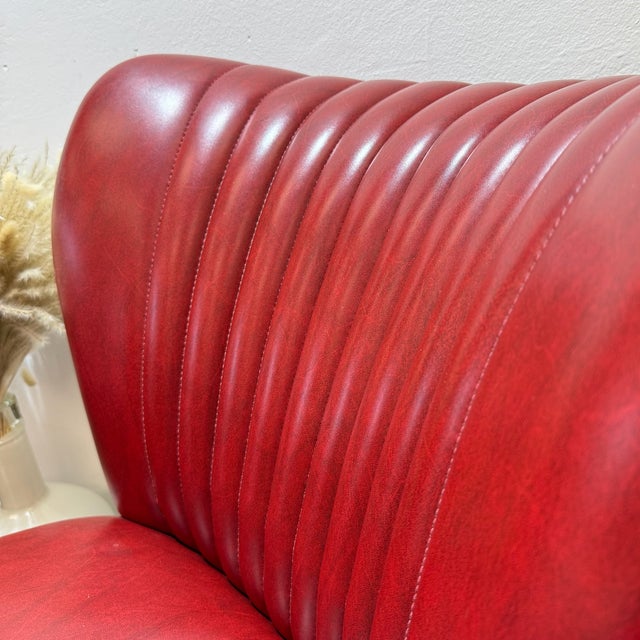 Mid-Century Modern Cocktail Chairs in Red Faux Leather, 1950s, Set of 2 For Sale - Image 13 of 16