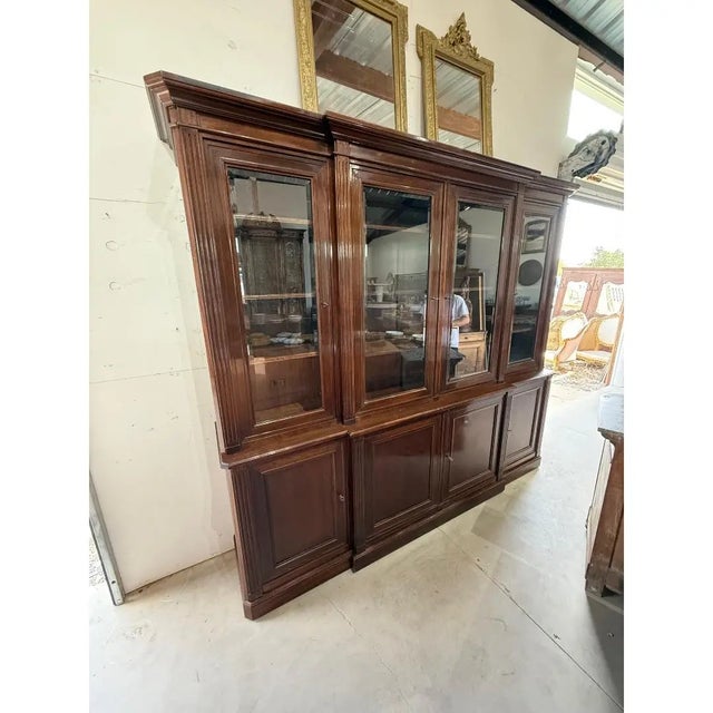 Large 19th Century French Louis XVI Solid Mahogany Bookcases For Sale - Image 11 of 18