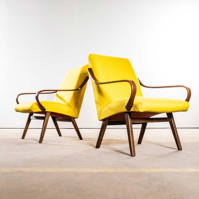 Mustard Upholstered Marl Armchair by Jaroslav Šmídek, 1950s For Sale - Image 4 of 9