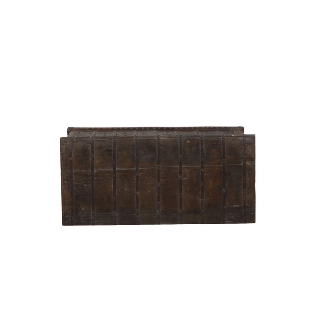 Wood Antique Indian Teakwood Pitara Chest Console For Sale - Image 7 of 8