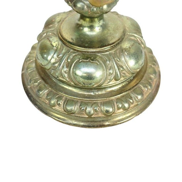 Late 19th Century Victorian Silvered Cornucopia Student Lamp With Emerald Shade For Sale - Image 6 of 12