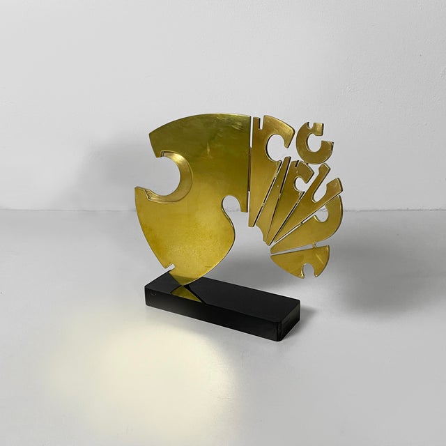 Edmondo Cirillo, Italian Brutalist Style Sculpture, 1979, Gilt Metal on Plastic Base For Sale - Image 13 of 13