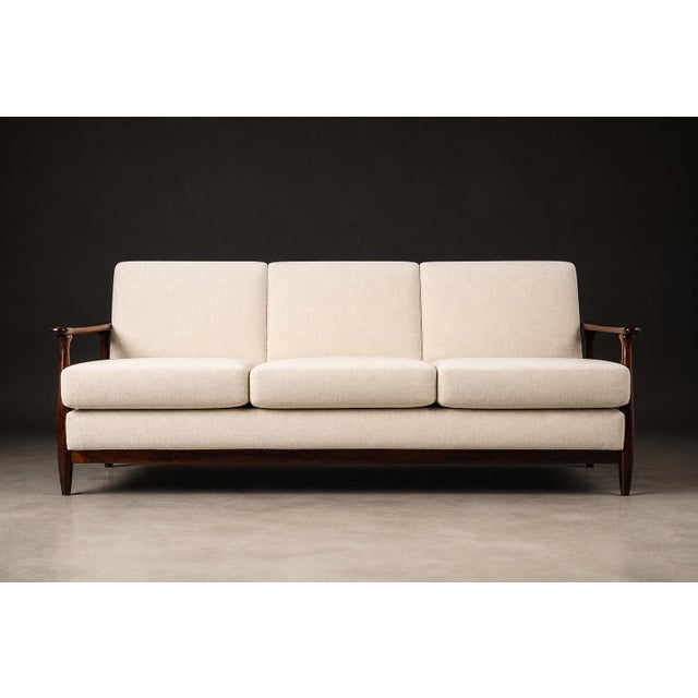 Sofa in Rosewood & Warm Ivory Mohair by Liceu De Artes E Ofícios, Brazil, 1960s For Sale - Image 12 of 18