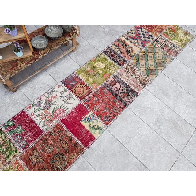 Turkish Vintage Oushak Antique Runner Rug For Sale - Image 3 of 10