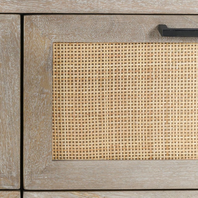 Wood Coastal Cane & Wood 6-Drawer Dresser For Sale - Image 7 of 8