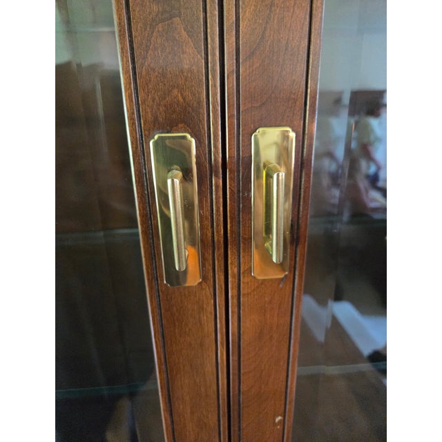 1980s Ethan Allen Canova Campaign Hutch Curio China Cabinet Display Shelf For Sale - Image 16 of 17