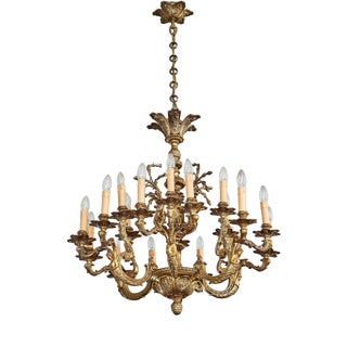 Historic Cast Eighteen Bulbs Chandelier from the Castle For Sale