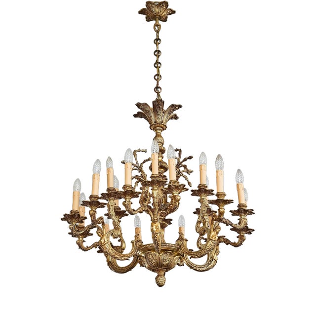 Historic Cast Eighteen Bulbs Chandelier from the Castle For Sale