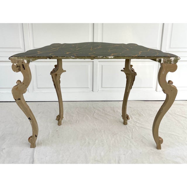 Gold French Louis XV Gilt Gold Mirror and Scagliola Console Table For Sale - Image 8 of 12