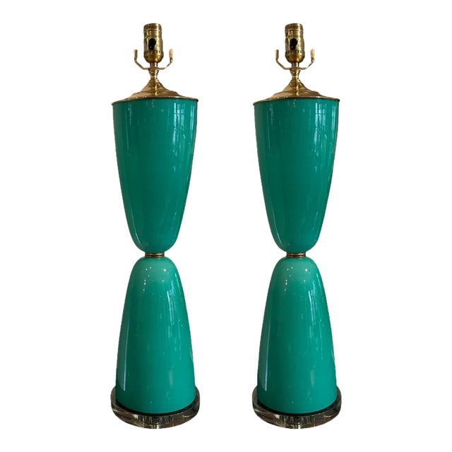 Pair of Vintage Murano Glass Lamps For Sale