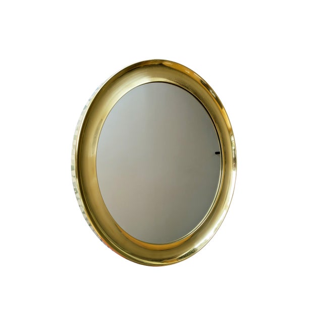 Large Italian Brass Wall Mirror, 1970s For Sale - Image 14 of 14