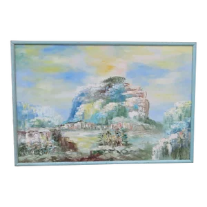 Vintage Post Impressionist Oil on Canvas Desert Landscape Signed