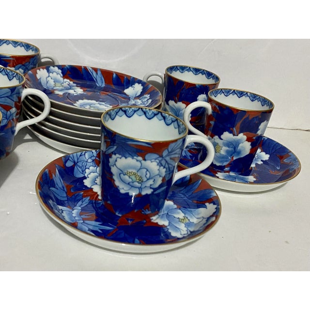 Beautiful hand painted set of 8 teacups. The cups are 2.5" tall. Chairish: these fit in a box 12x12x12" please charge...