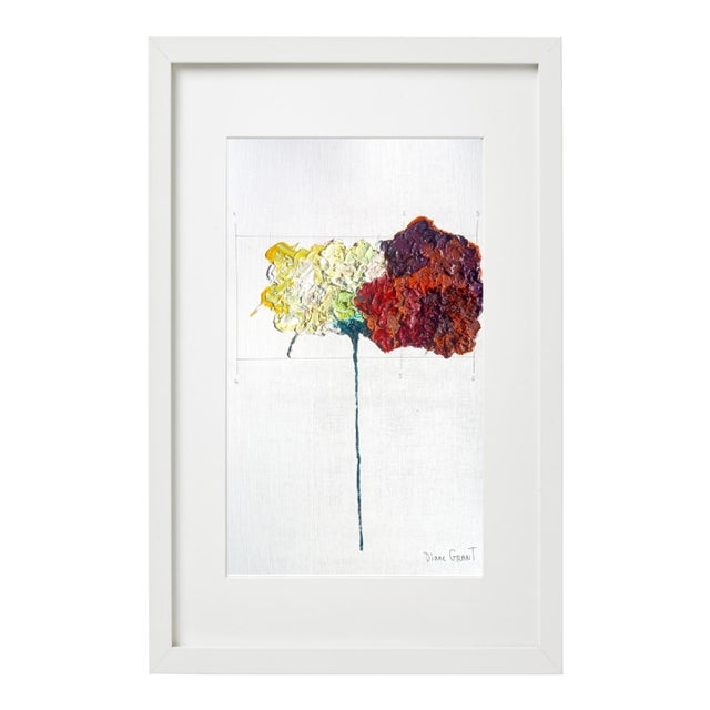 Framed Organic Modern Original Flower Painting by Diane Grant / Neutral Palette Tones For Sale