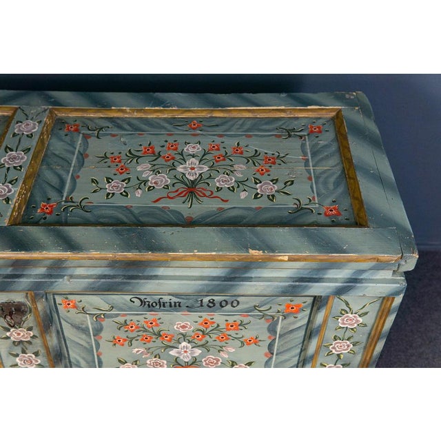 Blue Large Antique Softwood Chest For Sale - Image 8 of 18